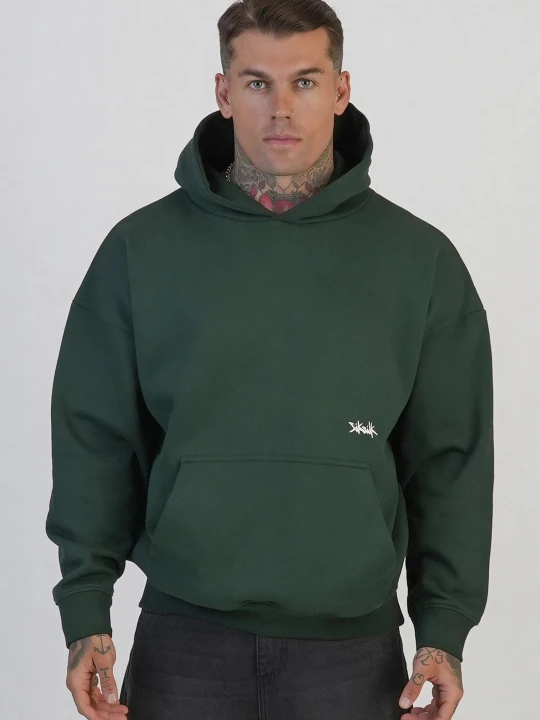 Zdjęcie produktu SikSilk Męska Zielona Graficzna Bluza z Kapturem