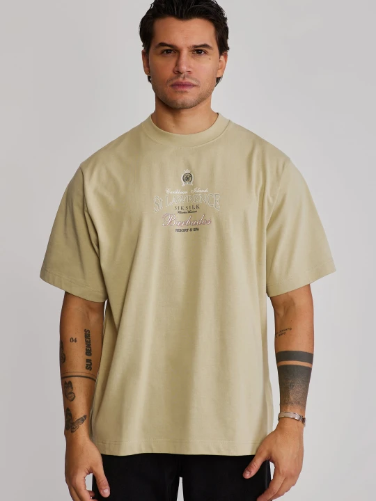 Zdjęcie produktu SikSilk Męska Zielona Graficzna Koszulka T-shirt
