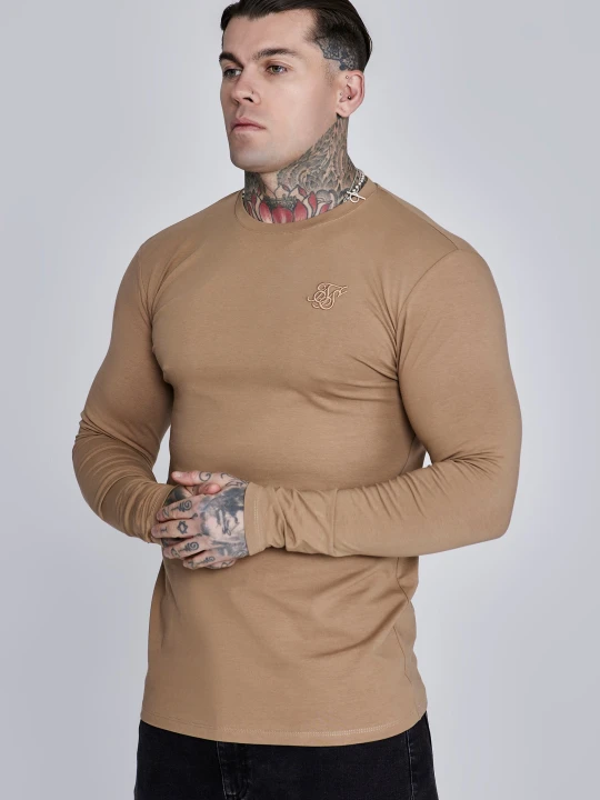 Zdjęcie produktu SikSilk Męski Beżowy Essentials LS T-shirt