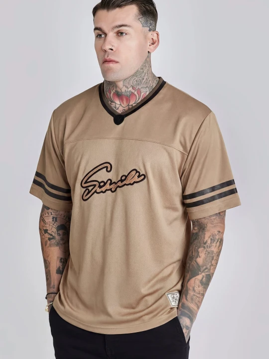 Zdjęcie produktu SikSilk Męski Beżowy Futbolowy T-shirt