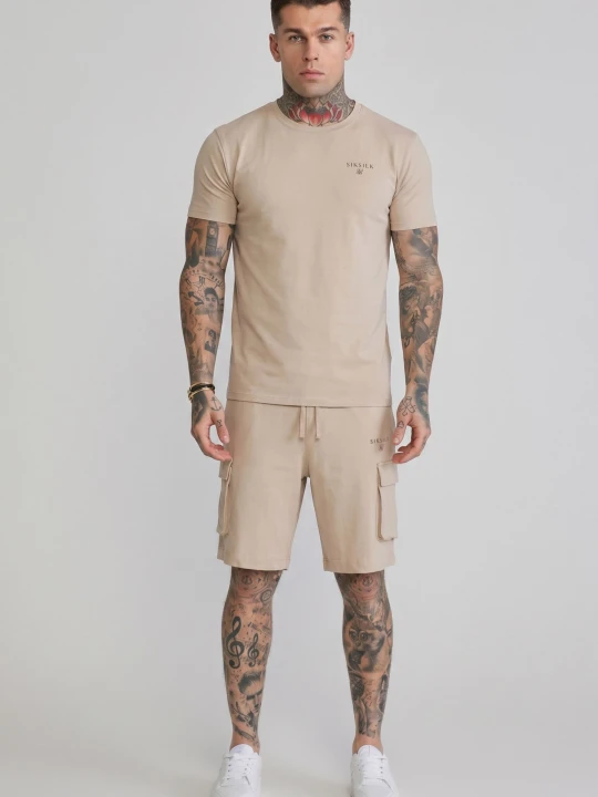 Zdjęcie produktu SikSilk Męski Beżowy T-Shirt i Spodenki Zestaw