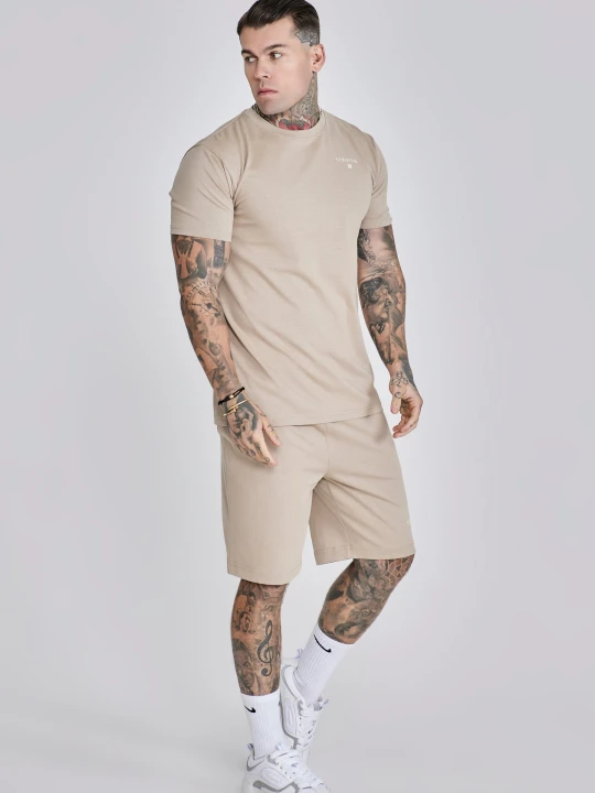 Zdjęcie produktu SikSilk Męski Beżowy Zestaw T-Shirt i Spodenki