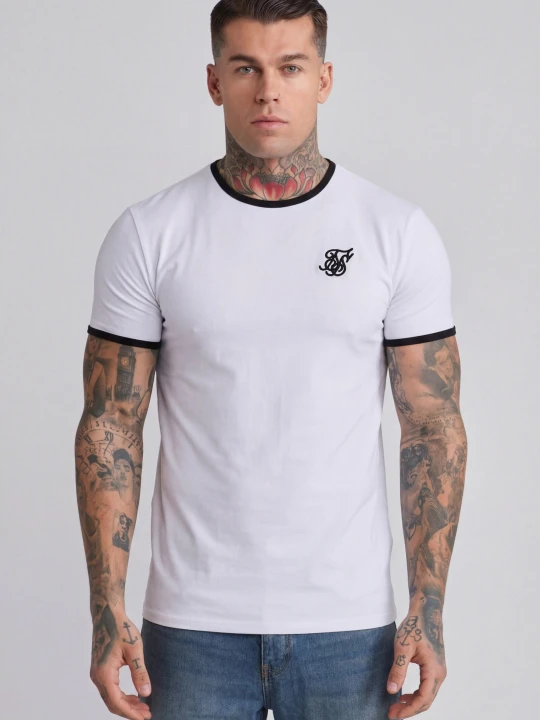 Zdjęcie produktu SikSilk Męski Biały, Czarny Ringer T-Shirt