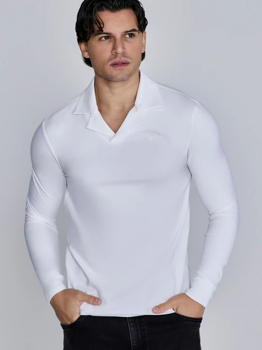 Zdjęcie produktu SikSilk Męski Biały Długi Rękaw Polo