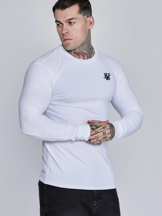 Zdjęcie produktu SikSilk Męski Biały Essentials LS T-Shirt