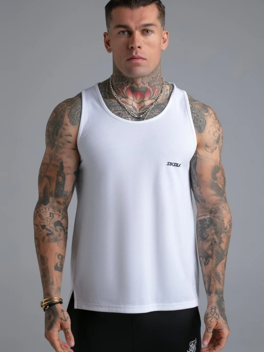 Zdjęcie produktu SikSilk Męski Biały Logo Bezrękawnik
