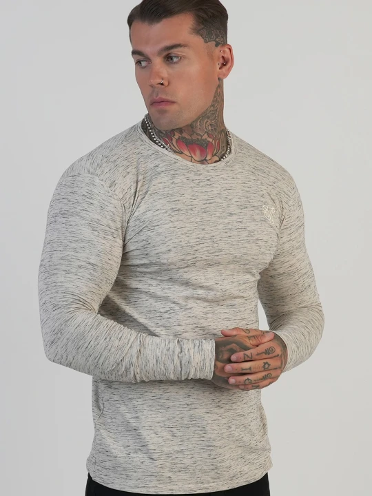 Zdjęcie produktu SikSilk Męski Biały LS Marl T-Shirt