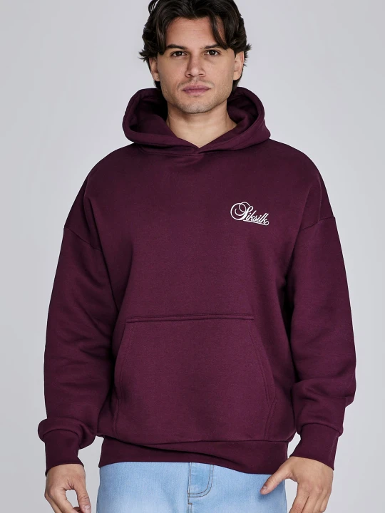 Zdjęcie produktu SikSilk Męski Bordowy Essentials Bluza z kapturem