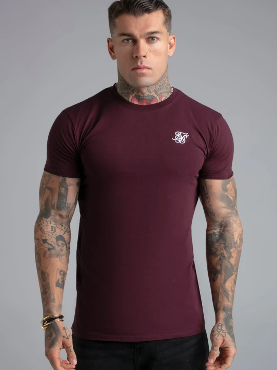 Zdjęcie produktu SikSilk Męski Bordowy Essentials T-Shirt