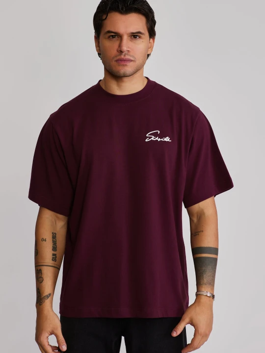 Zdjęcie produktu SikSilk Męski Bordowy Script T-shirt