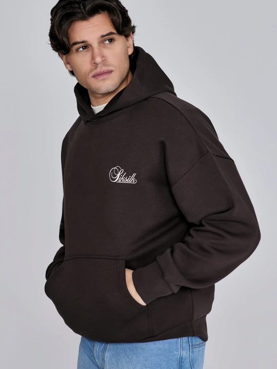 Zdjęcie produktu SikSilk Męski Brązowy Essentials Bluza z Kapturem