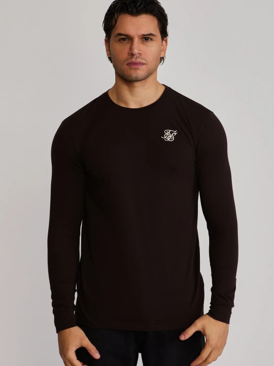 Zdjęcie produktu SikSilk Męski Brązowy Essentials LS T-shirt