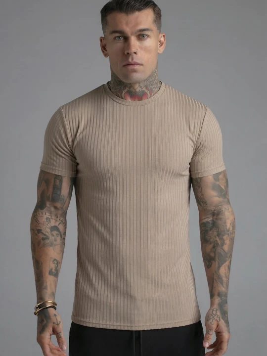 Zdjęcie produktu SikSilk Męski Brązowy Muscle Fit T-Shirt