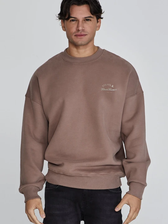 Zdjęcie produktu SikSilk Męski Brązowy Sweter z Grafiką