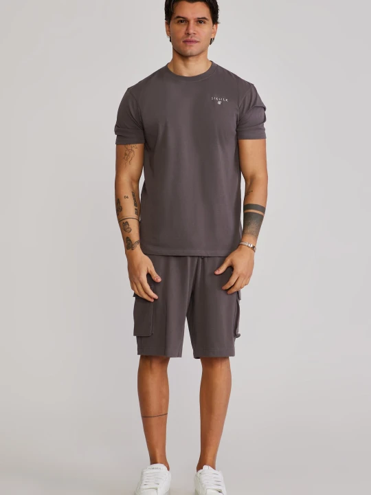 Zdjęcie produktu SikSilk Męski Brązowy T-Shirt i Spodenki Zestaw