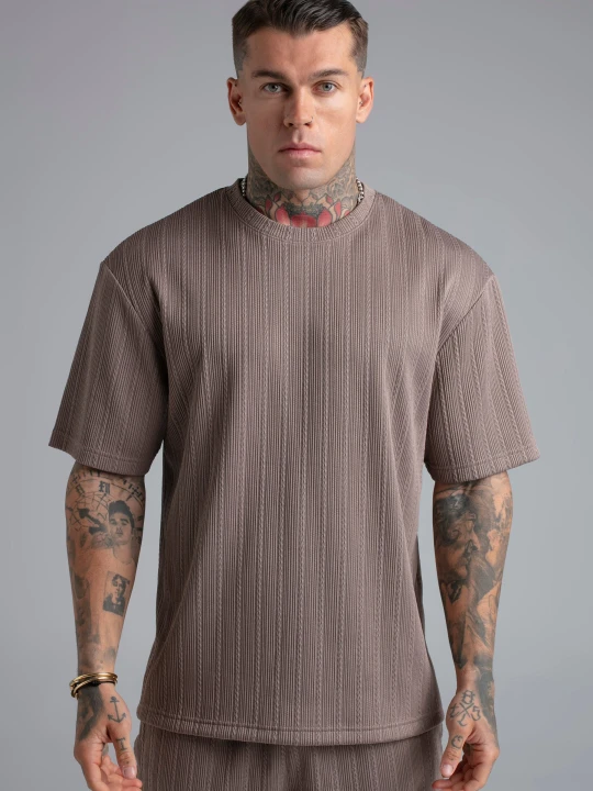 Zdjęcie produktu SikSilk Męski Brązowy Teksturowany T-Shirt