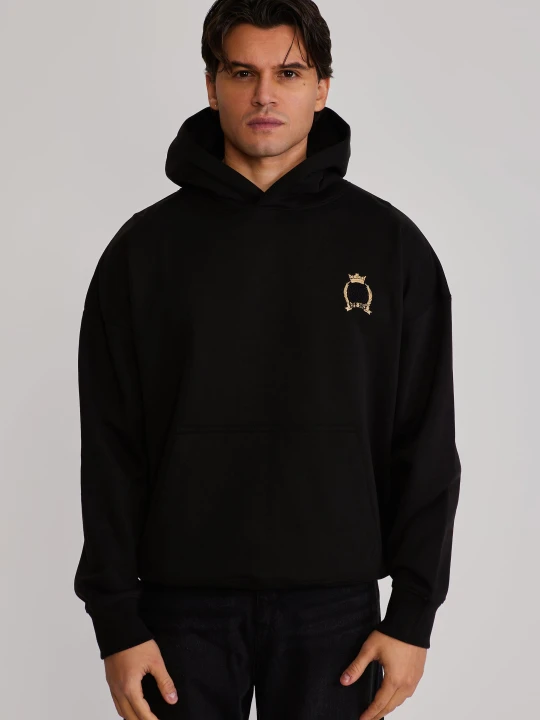 Zdjęcie produktu SikSilk Męski Czarny Crest Bluza z kapturem