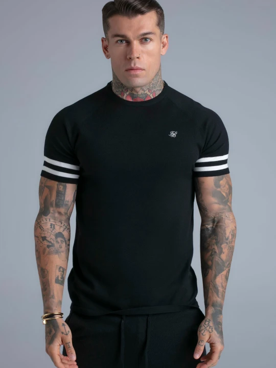 Zdjęcie produktu SikSilk Męski Czarny Dziany T-Shirt