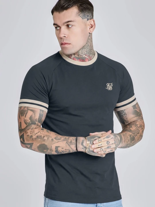 Zdjęcie produktu SikSilk Męski Czarny, Ecru Tournament T-Shirt