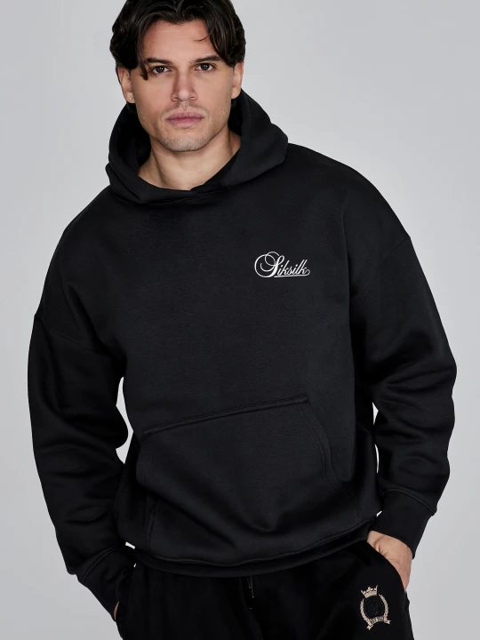 Zdjęcie produktu SikSilk Męski Czarny Essentials Bluza z Kapturem