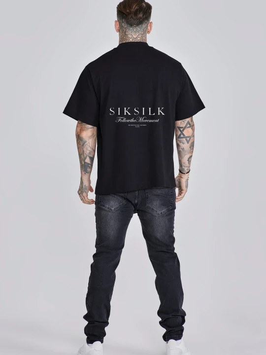 Zdjęcie produktu SikSilk Męski Czarny Graficzny T-Shirt