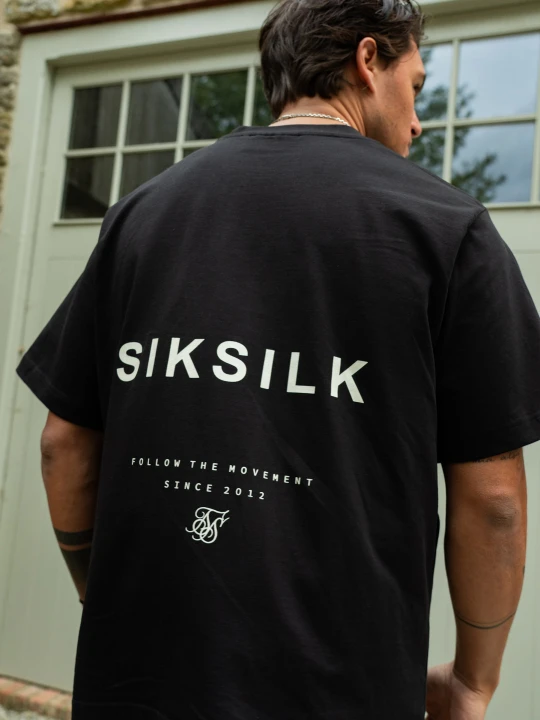 Zdjęcie produktu SikSilk Męski Czarny Graficzny T-Shirt
