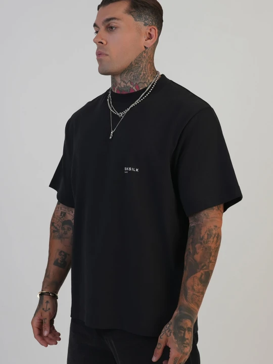 Zdjęcie produktu SikSilk Męski Czarny Graficzny T-Shirt
