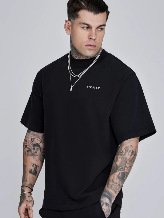 Zdjęcie produktu SikSilk Męski Czarny Graficzny T-Shirt