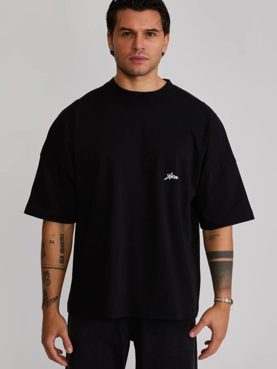 Zdjęcie produktu SikSilk Męski Czarny Graficzny T-Shirt