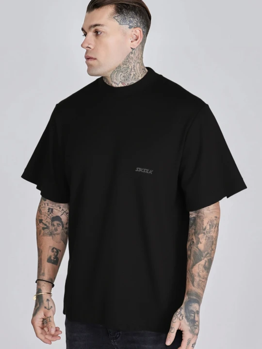 Zdjęcie produktu SikSilk Męski Czarny Graficzny T-Shirt