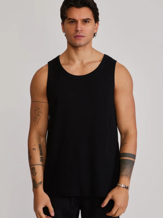 Zdjęcie produktu SikSilk Męski Czarny Luźny Fit Bezrękawnik