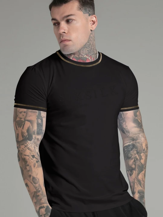 Zdjęcie produktu SikSilk Męski Czarny Muscle Fit T-Shirt