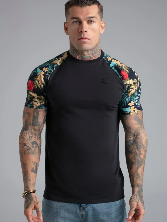 Zdjęcie produktu SikSilk Męski Czarny Raglan T-shirt