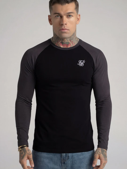 Zdjęcie produktu SikSilk Męski Czarny, Szary LS Muscle Fit T-Shirt