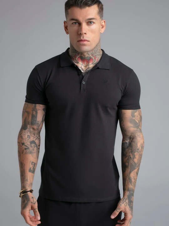 Zdjęcie produktu SikSilk Męski Czarny T-shirt Polo