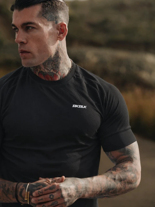 Zdjęcie produktu SikSilk Męski Czarny Tech T-Shirt