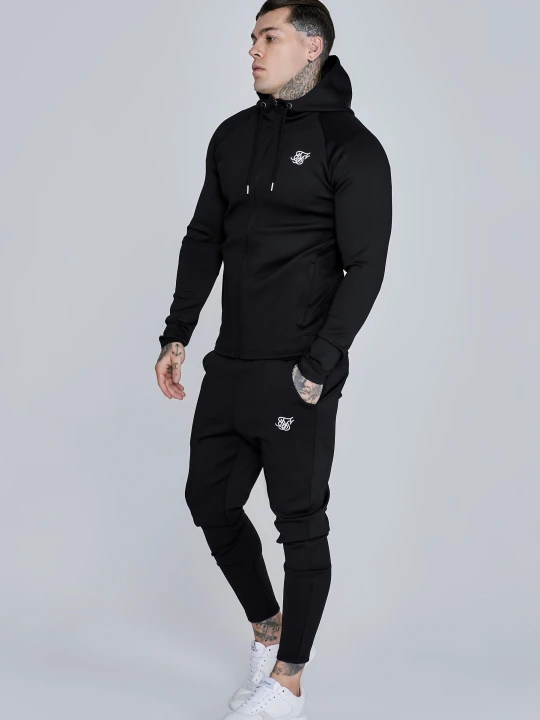 Zdjęcie produktu SikSilk Męski Czarny Zestaw Bluza z Kapturem i Joggersy