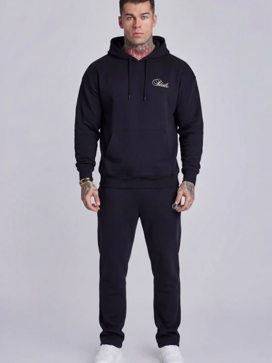 Zdjęcie produktu SikSilk Męski Czarny Zestaw Bluza z Kapturem i Joggersy