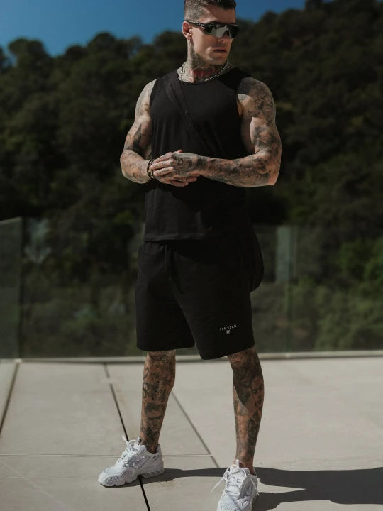 Zdjęcie produktu SikSilk Męski Czarny Zestaw Kamizelka i Spodenki