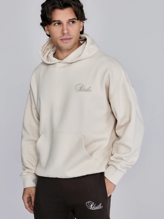 Zdjęcie produktu SikSilk Męski Ecru Essentials Bluza z kapturem