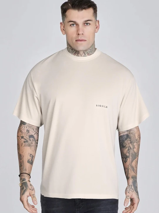 Zdjęcie produktu SikSilk Męski Ecru Graficzny T-shirt