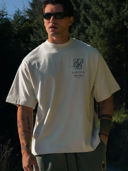 Zdjęcie produktu SikSilk Męski Ecru Logo T-shirt