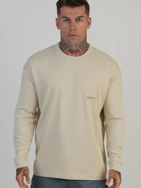 Zdjęcie produktu SikSilk Męski Ecru LS Logo T-Shirt
