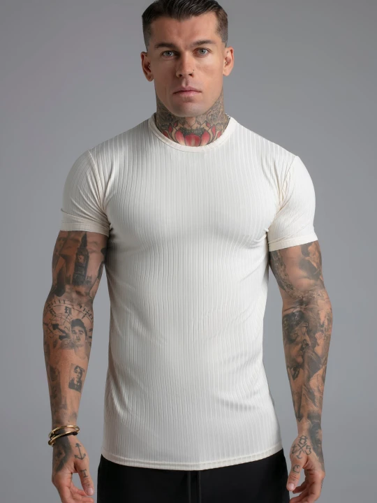 Zdjęcie produktu SikSilk Męski Ecru Muscle Fit T-Shirt