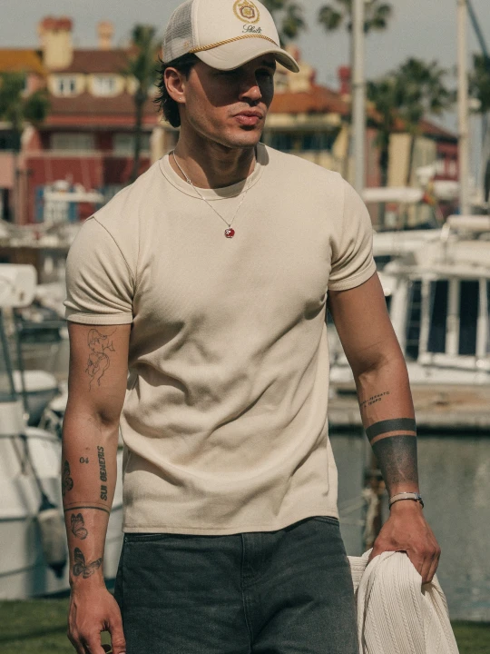 Zdjęcie produktu SikSilk Męski Ecru Muscle Fit T-Shirt