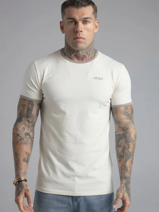 Zdjęcie produktu SikSilk Męski Ecru Ringer T-shirt