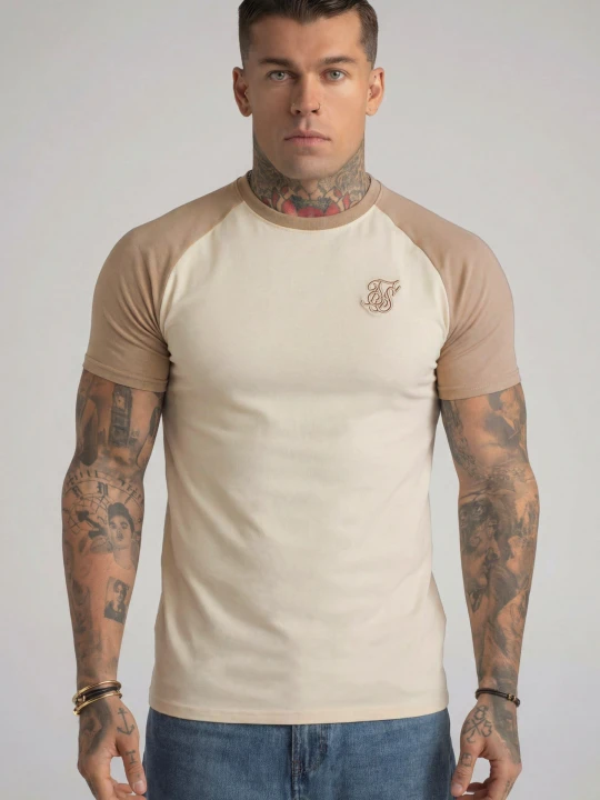Zdjęcie produktu SikSilk Męski Ecru, Stone Raglan T-Shirt