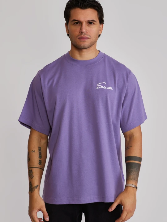 Zdjęcie produktu SikSilk Męski Fioletowy Script T-Shirt purpurowy