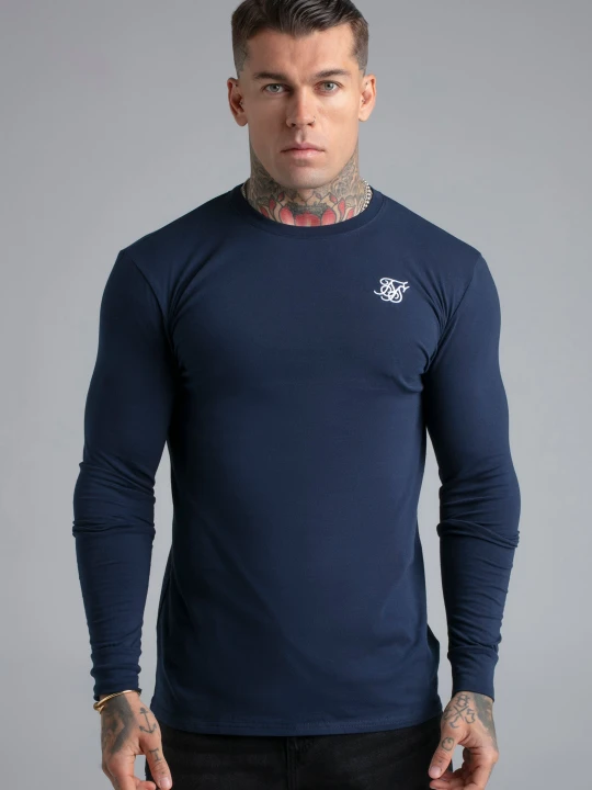Zdjęcie produktu SikSilk Męski Granatowy Essentials LS T-Shirt