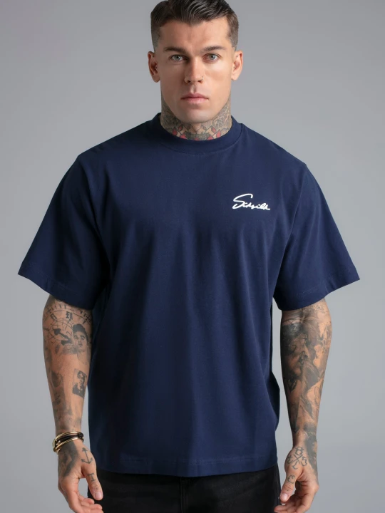 Zdjęcie produktu SikSilk Męski Granatowy Script T-Shirt